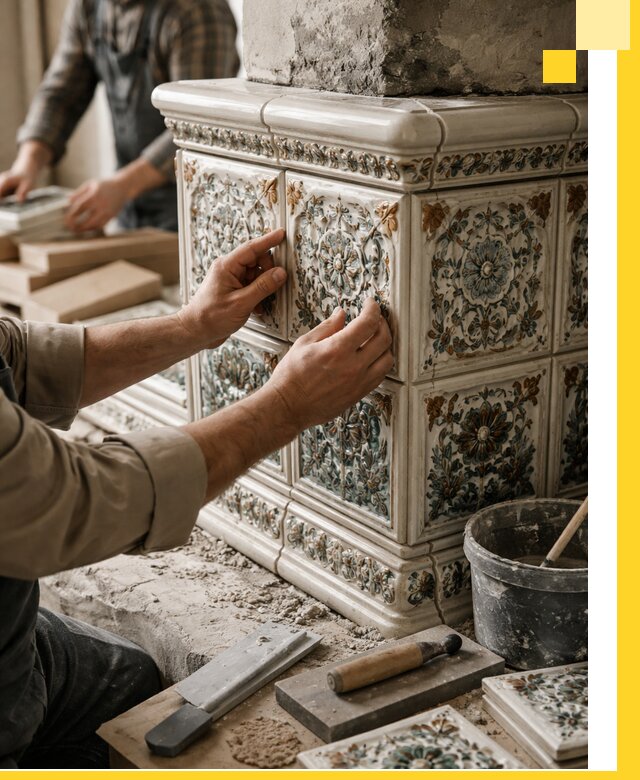 Изразцовые камины под ключ в Крымске: проект и монтаж