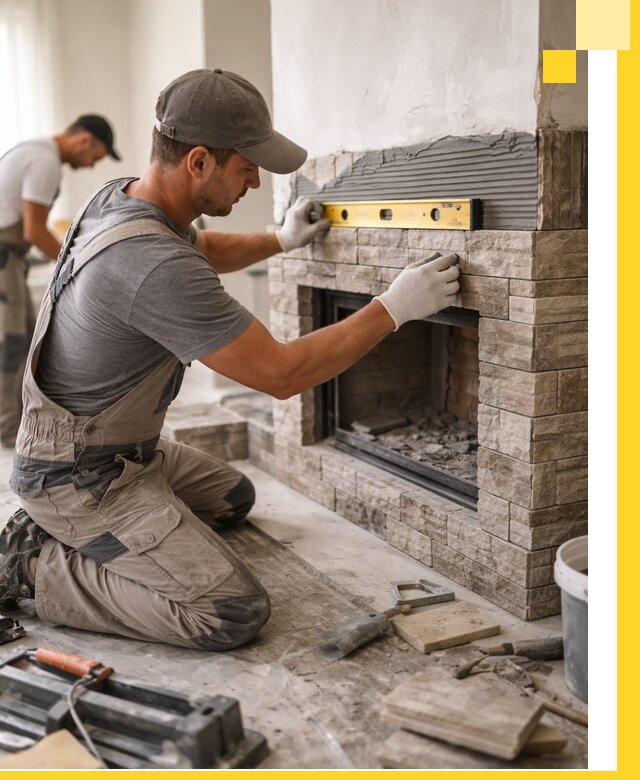 Облицовка каминов в Крымске, монтаж и отделка натуральным камнем