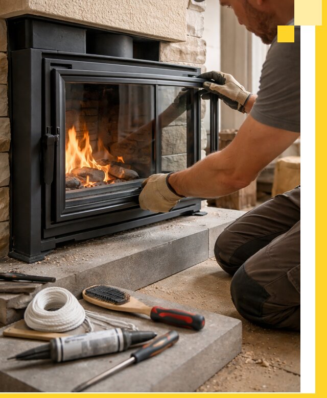 Производство, монтаж и доставка каминов со стеклом в Крымске