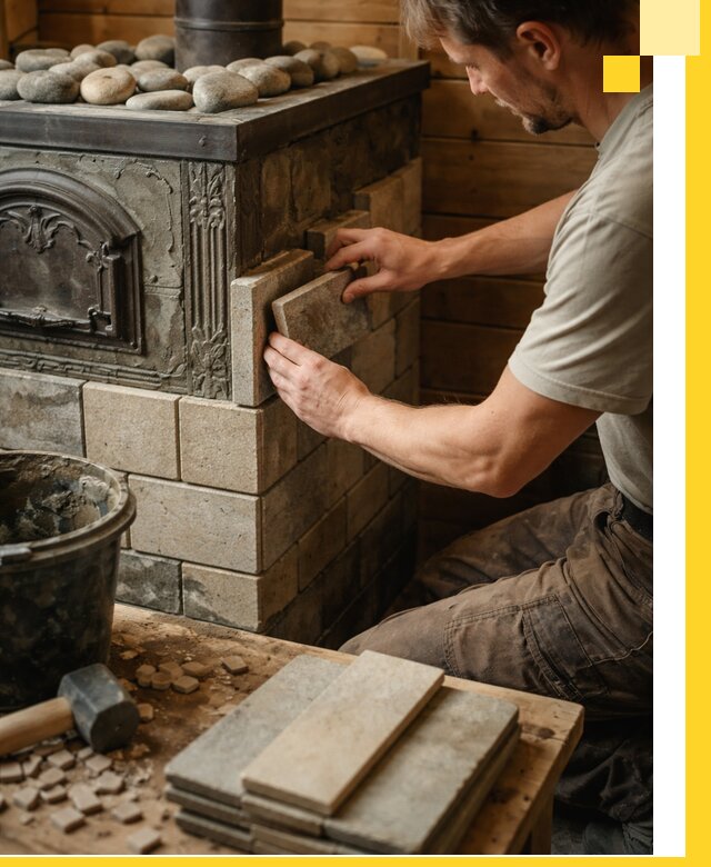 Облицовка банных печей в Крымске профессиональная отделка