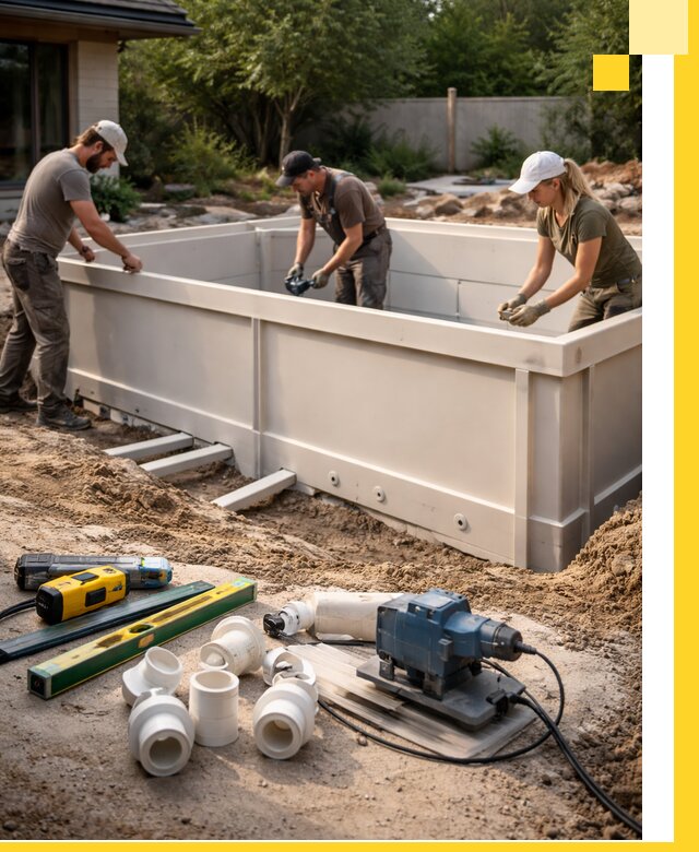 Установка полипропиленовых бассейнов под ключ в Крымске