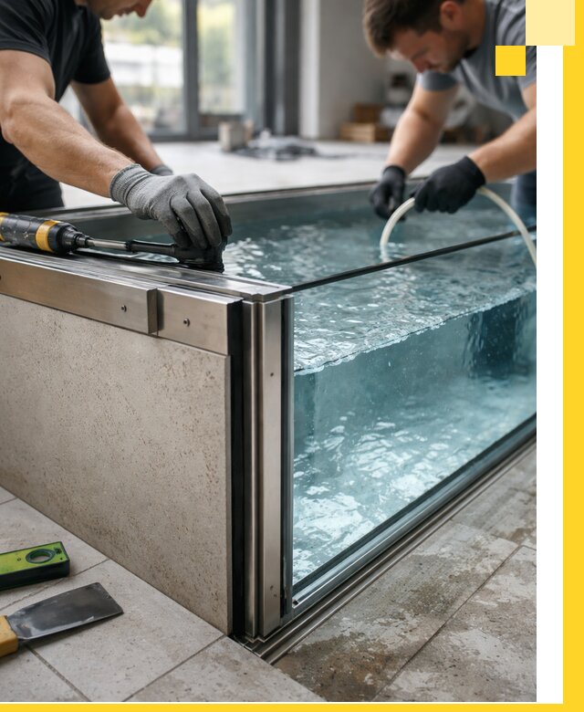 Проектирование и монтаж стеклянных бассейнов в Крымске