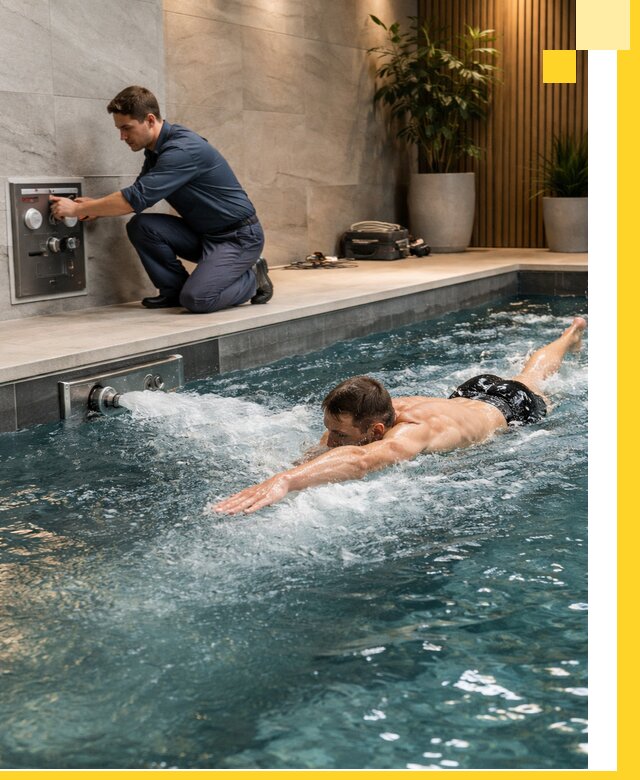 Проектирование и монтаж бассейнов с противотоком в Крымске