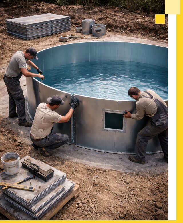 Круглые бассейны под ключ в Крымске проектирование и монтаж