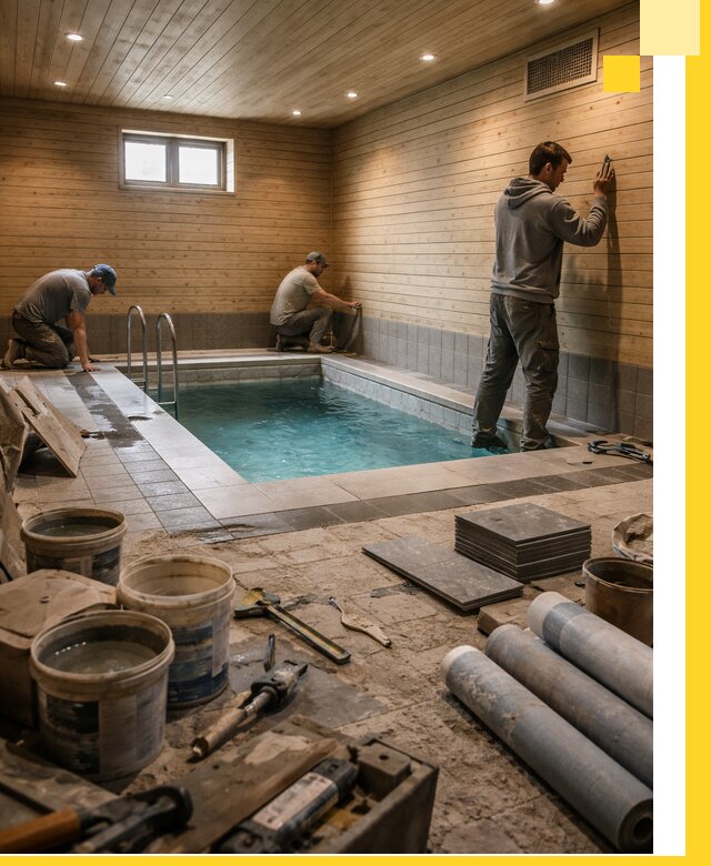 Строительство бани с бассейном и сауной под ключ в Крымске