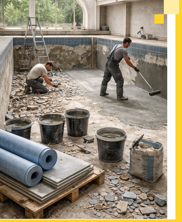 Реконструкция бассейнов в Крымске: ремонт, гидроизоляция