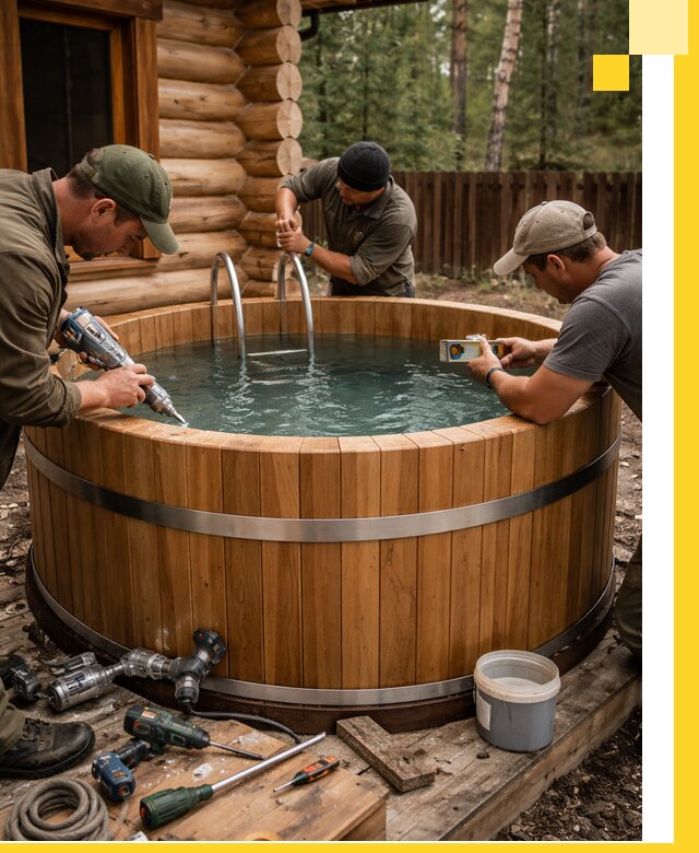 Строительство бань с купелью под ключ и отделкой в Крымске