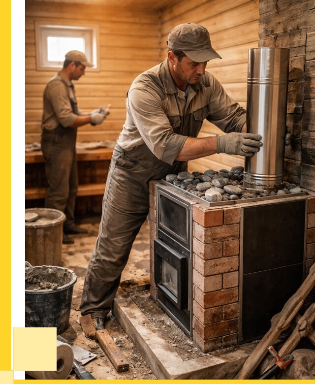 Монтаж печи в бане под ключ в Крымске от 20726 р. | ЭриданКрм