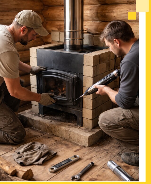 Монтаж и установка печи в бане под ключ с гарантией в Крымске