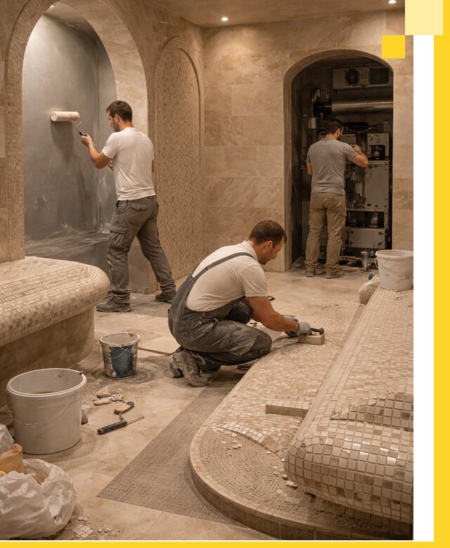 Строительство бани с хамамом и бассейном под ключ в Крымске