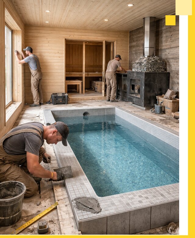 Проект бани с бассейном и сауной в Крымске под ключ