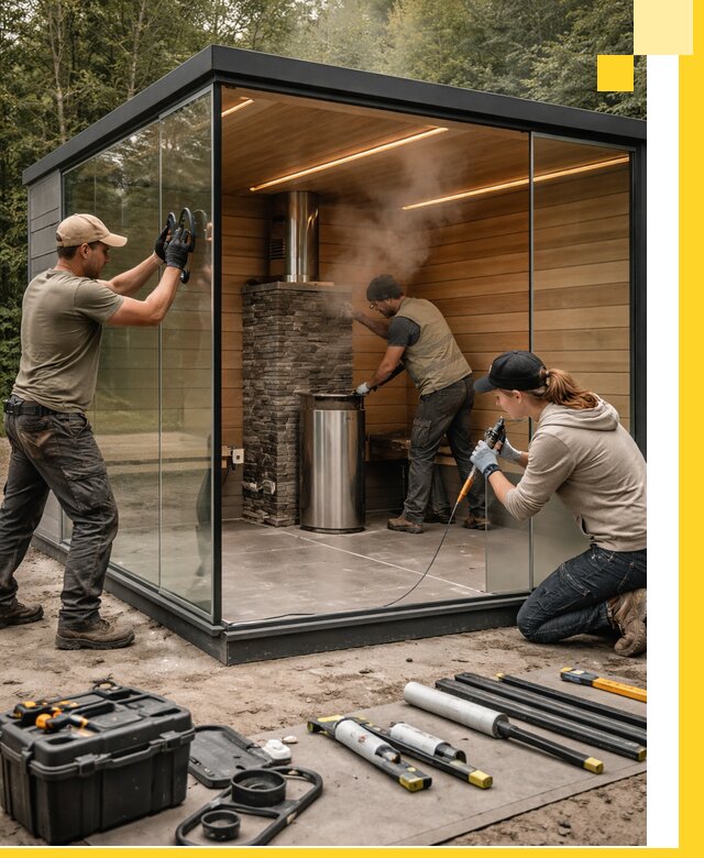 Проектирование и строительство стеклянных бань в Крымске