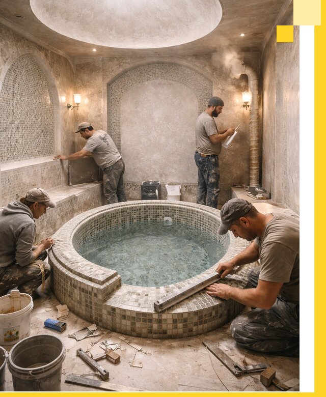 Профессиональное строительство хамама с бассейном в Крымске под ключ