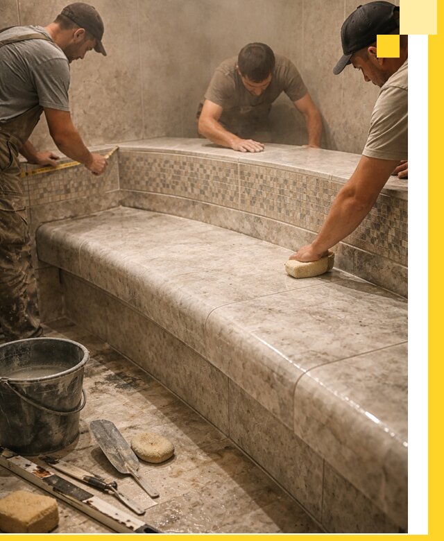 Изготовление и установка сидений для хамама в Крымске